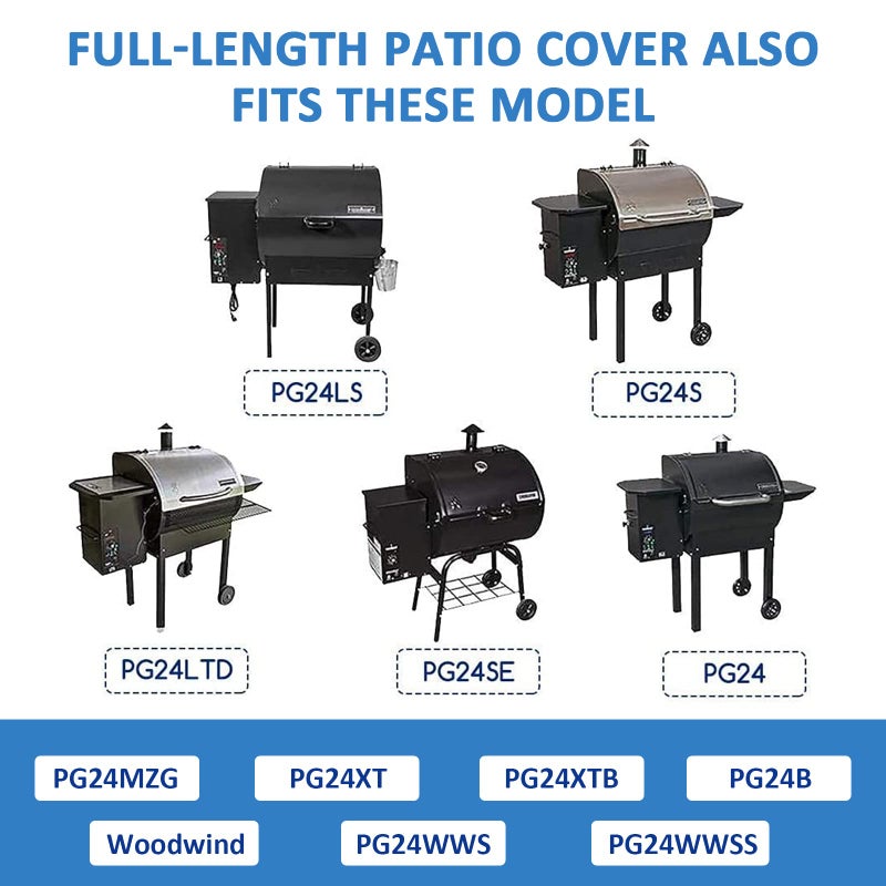 Utheer Pellet Grill Cover for Camp Chef Smoker, Cover Upgraded Full-Length Heavy Duty Waterproof Anti-UV Cover for Woodwind Pro 24 PG24SE PG2424SGB SmokePro DLX 24 PG24MZG PG24WWSB, for Weber Searwood 600 - Image 3